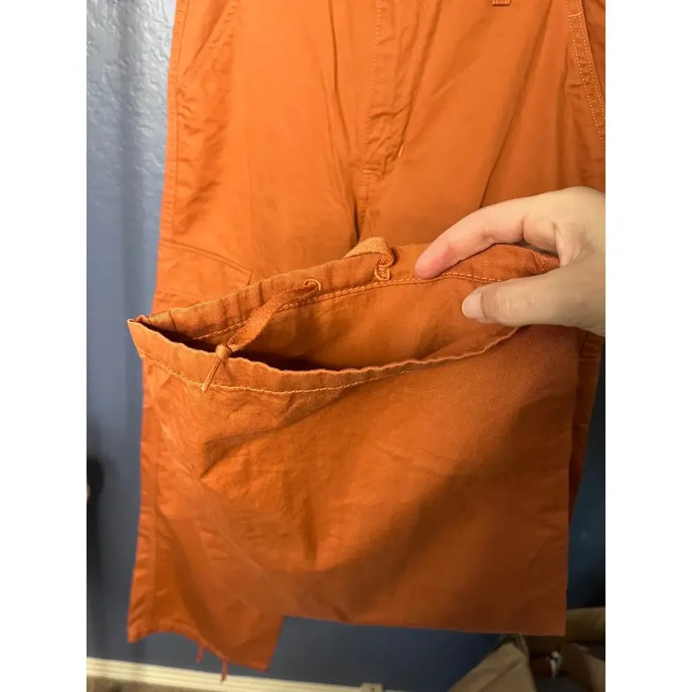 Levi’s 94 Baggy Cargo Pants Orange Wide Leg Utility Pants Tie Cuff Size 27 NWOT - Picture 5 of 8